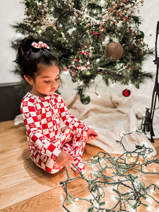 Checkered Merry & Magical Mouse Holiday Bamboo Romper
