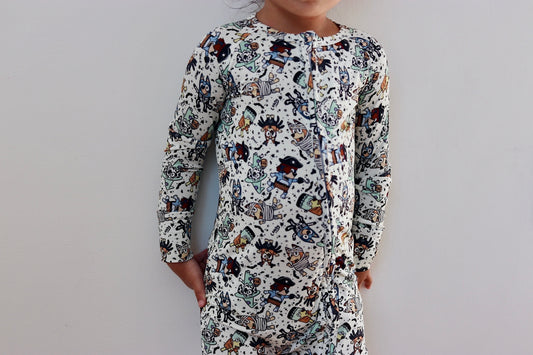 Spooky Sisters Bluey Bamboo Zipper Romper