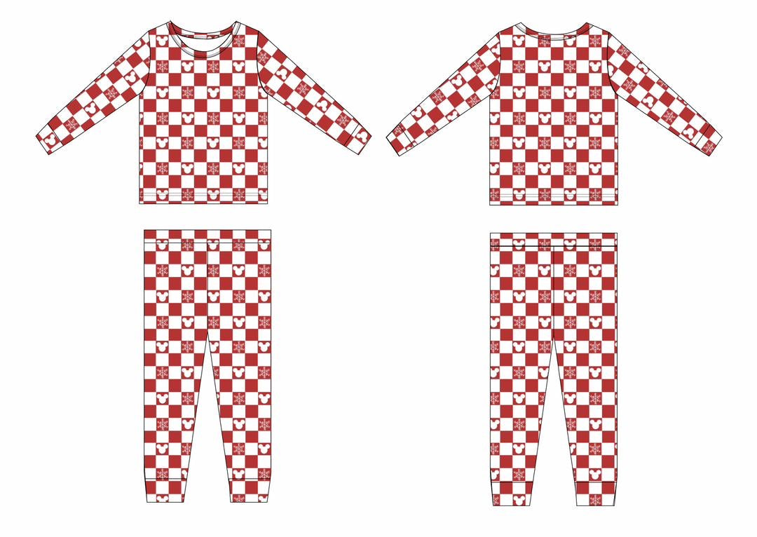 Checkered Magical Mouse Holiday Bamboo Set