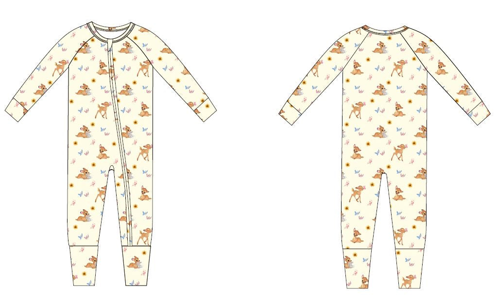 Little Deer Bamboo Infant Zipper Romper