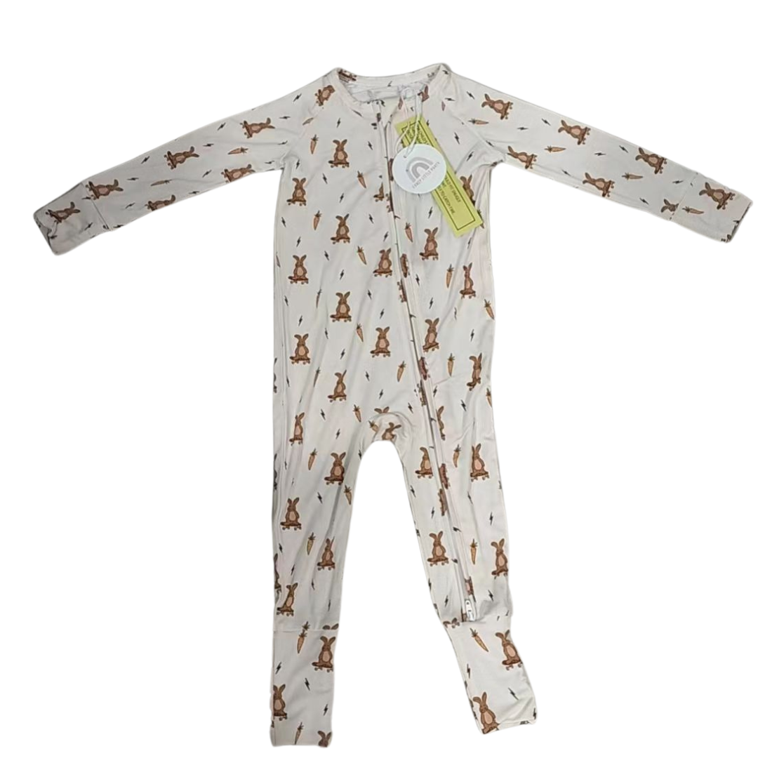 Skater Bunny Bamboo One Piece Zipper Romper