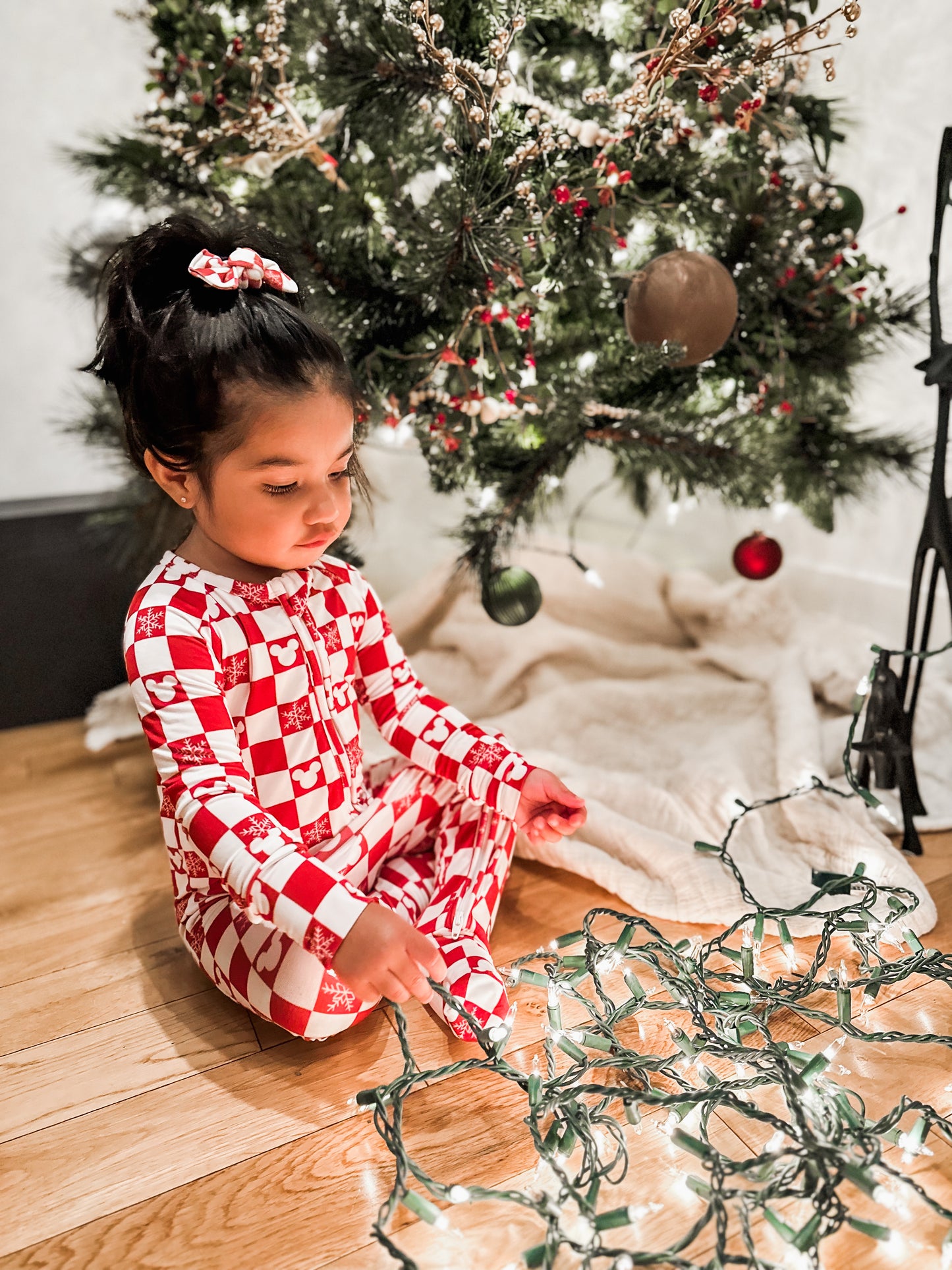 Checkered Merry & Magical Mouse Holiday Bamboo Romper