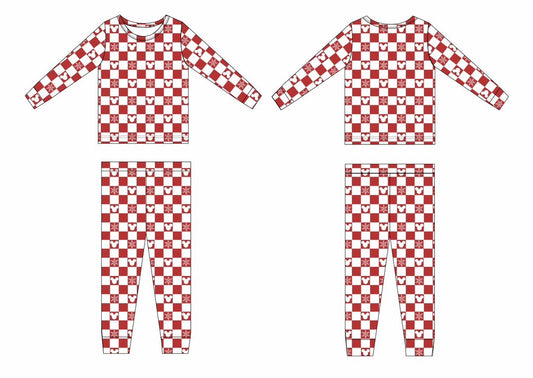 Checkered Merry & Magical Mouse Holiday Bamboo Toddler Set