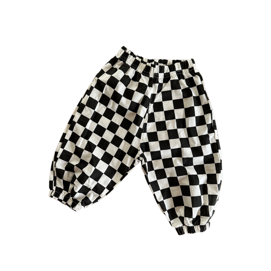 Black & White Checkered Jogger Pants